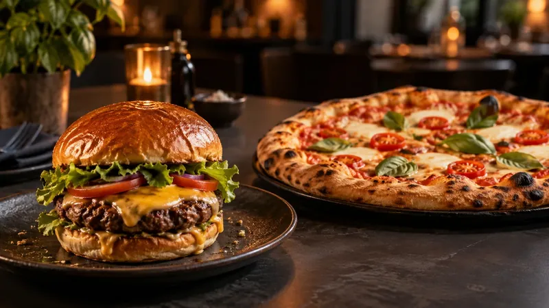 KI-generierte Illustration von Burger und Pizza