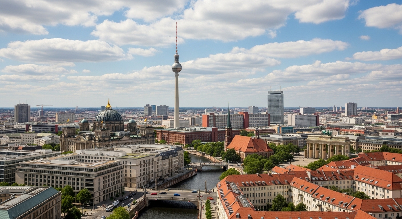 Berlin Skyline mit Fernsehturm - Budget Hostel Standort
